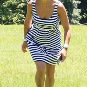 Jude Connally Navy White Stripe Dress